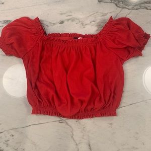 Red Frilled Crop Top